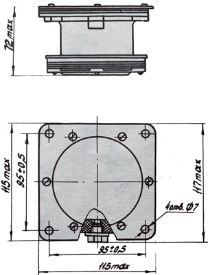 Рис.1. Габаритный чертеж датчика уровня мембранного СУМ-1