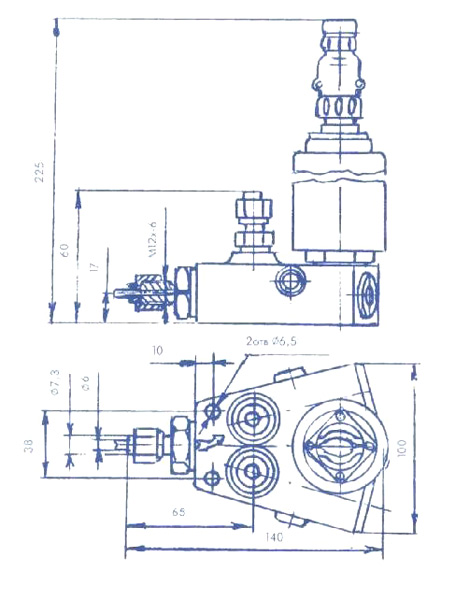 Рис.1. Схема конструкции пневмоэлектроклапана ПЭКДД-М2