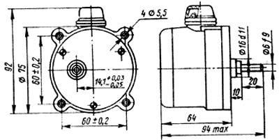Рис.1. Габаритный чертеж электродвигателя асинхронного Д-219П1