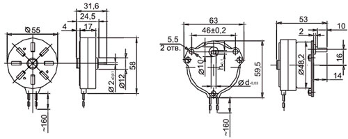 Рис.1. Схема габаритных размеров электродвигателя ДСМ-375 220В