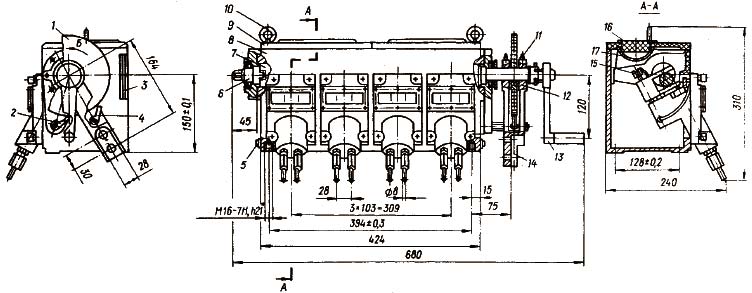Рис.1. Схема насоса многоотводного 11-8 (12-8) с восемью отводами справа