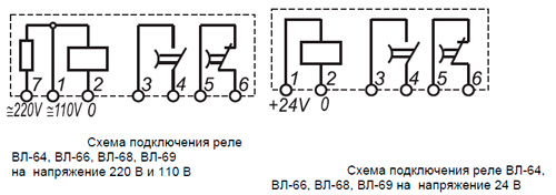 Рис.1. Схема подключения реле времени ВЛ-66
