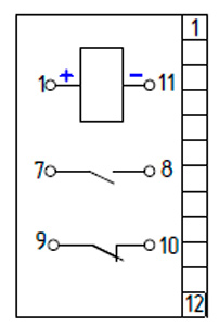 Рис.1. Схема подключения и расположения выводов реле НЛ8