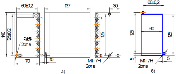 Рис.1. Схема габаритных размеров реле времени ВЛ-103А