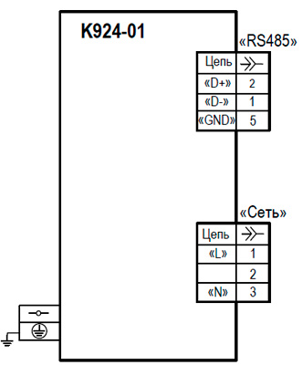 Рис.2. Схема подключения панели отображения информации К924