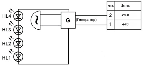 Рис.3. Схема соединений оповещателя «ГЕРМЕТ-2»