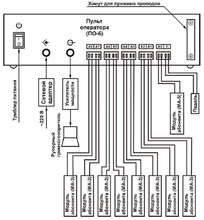 Рис.1. Схема подключения устройства "Спикер-6"