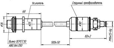 Рис.1. Габаритный чертеж датчика ВТ-1201
