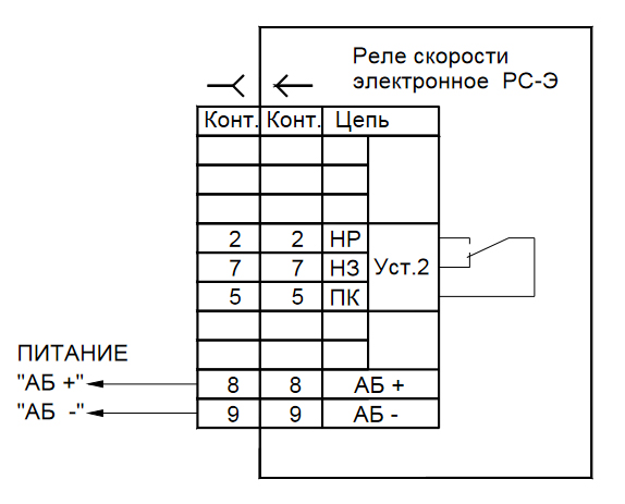 Рис.1. Схема соединения реле РС-Э-17