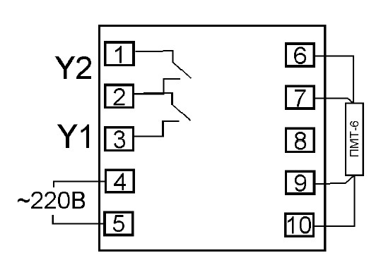 Рис.2 Схема подключения внешних устройств к вакуумметру в исполнении "2" по выходу