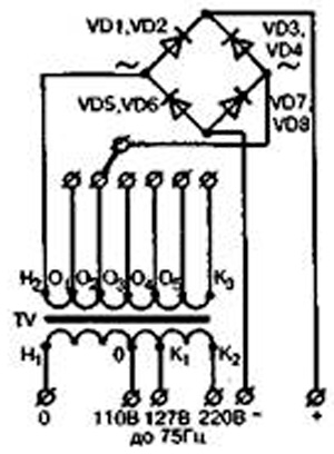 Рис.1. Схема электрическая выпрямителя ВАК-16Б