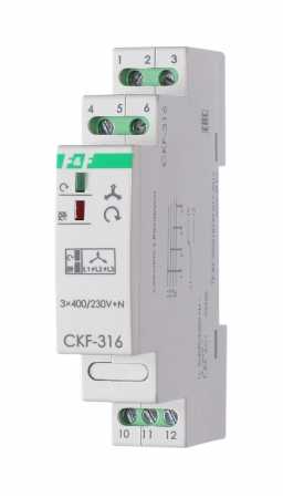 Реле контроля фаз CKF-316 Асимметрия 55В, контроль нижнего значения напряжения, 1 модуль, монтаж на DIN-рейке